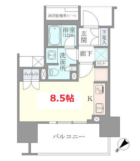 BRILLIA品川CANAL SIDE(ワンルーム/2階)の間取り写真