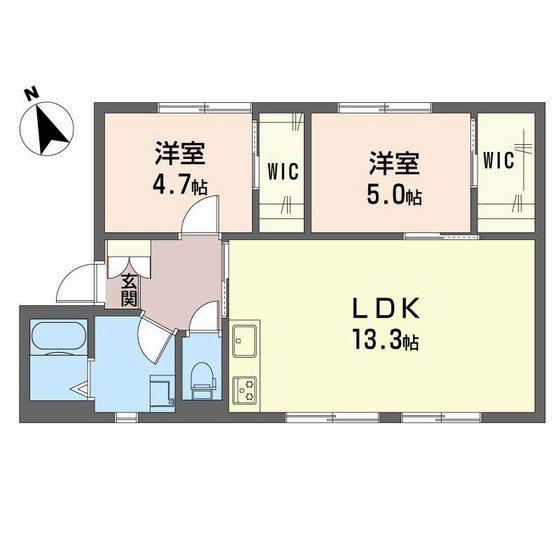フレグランス中山東 A棟(2LDK/1階)の間取り写真