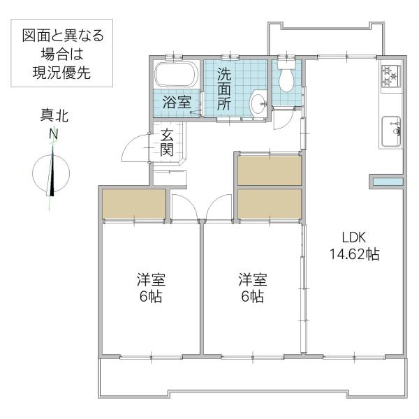 パークテラス長堀 4号館(2LDK/1階)の間取り写真