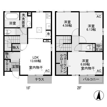湘南新宿ライン高海 高崎問屋町駅 徒歩12分 2階建 築7年(3LDK/1階)の間取り写真