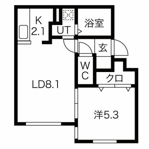 AJELM(1LDK/1階)の間取り写真