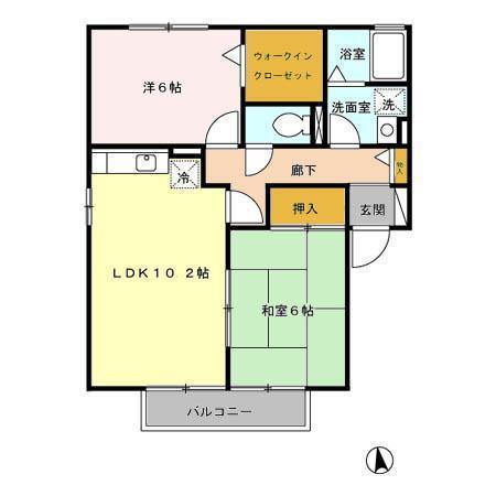 コンフォール・K A棟・B棟(2LDK/1階)の間取り写真