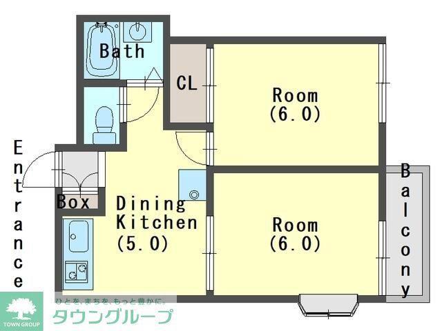 グランデュール永井B(2DK/1階)の間取り写真