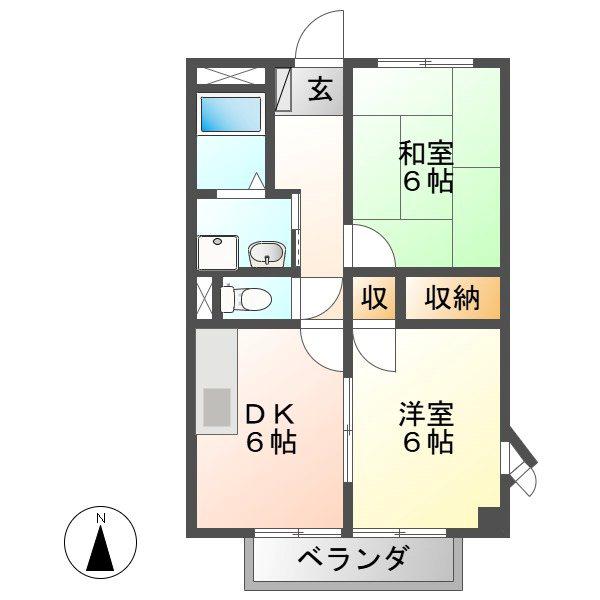 サープラス畑ヶ田(2DK/2階)の間取り写真