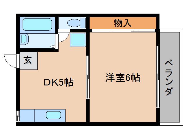 アパートメント44(1DK/2階)の間取り写真