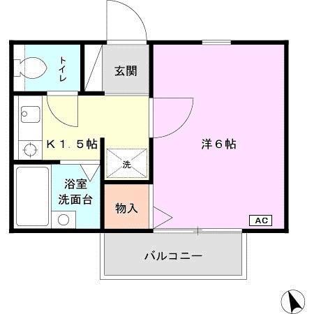 シャルムN(1K/2階)の間取り写真