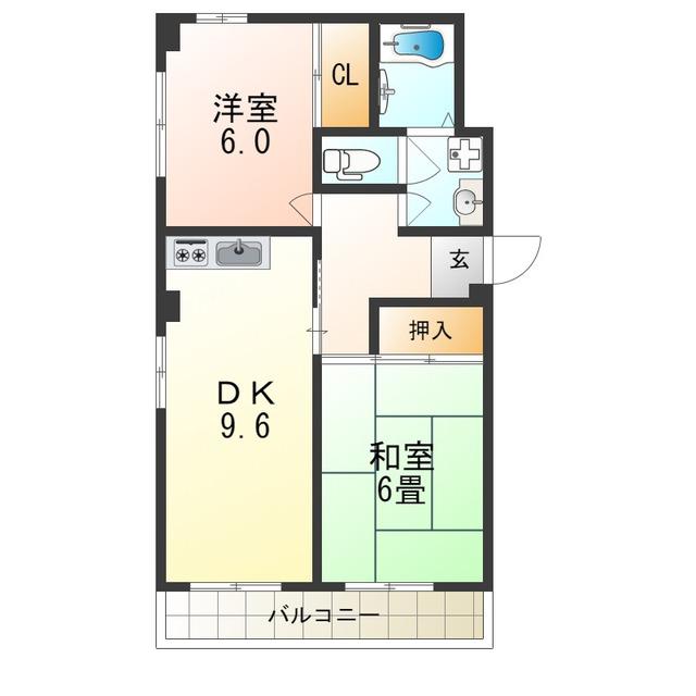 パティオ上新庄(2LDK/1階)の間取り写真