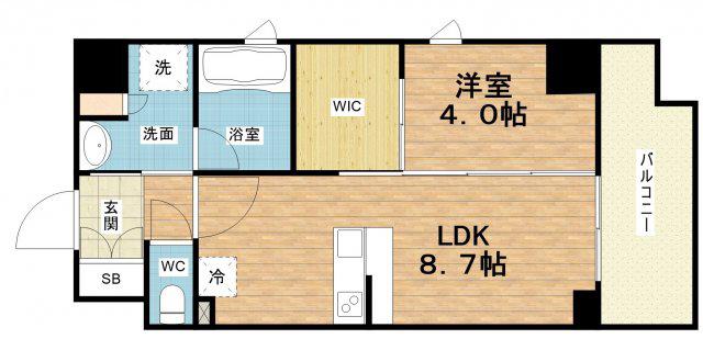 シーズンフラッツ大手前(1LDK/3階)の間取り写真