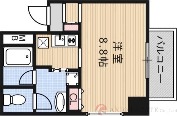 サンロワール江坂リュッセ(1K/8階)の間取り写真