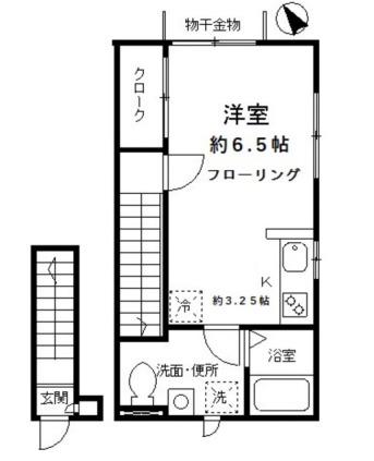 インテルノ(1K/2階)の間取り写真