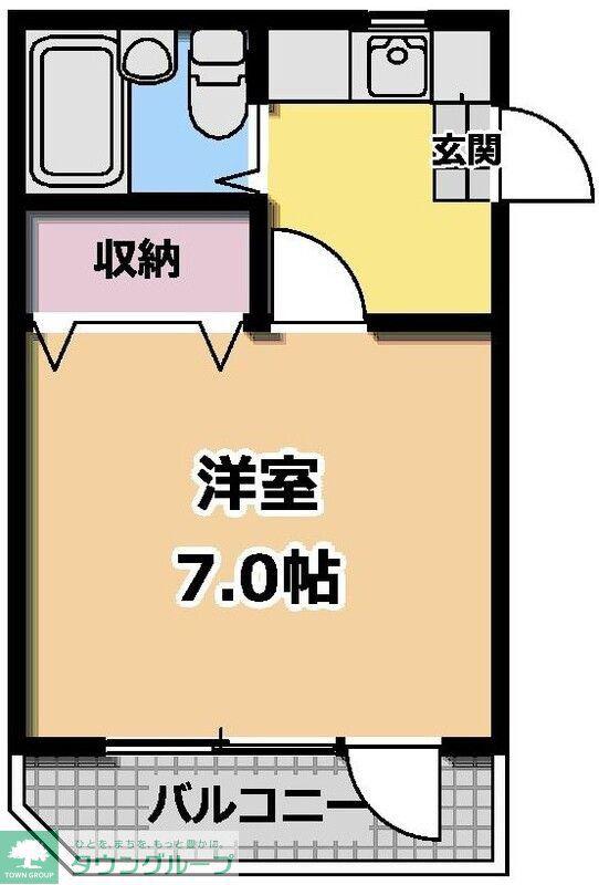 フラット桜ヶ丘(1K/2階)の間取り写真