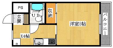 第2春日ハイツ(1K/3階)の間取り写真