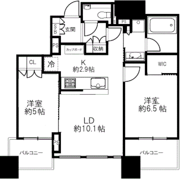 シティタワー大阪本町(2LDK/32階)の間取り写真