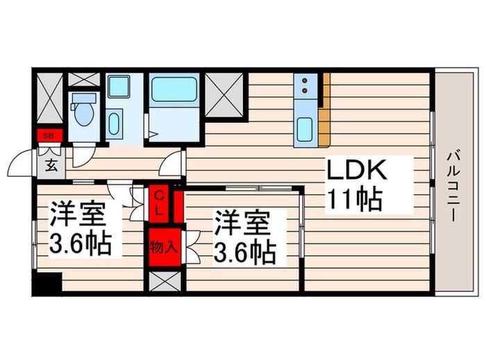 清澄ハイツ(2LDK/14階)の間取り写真