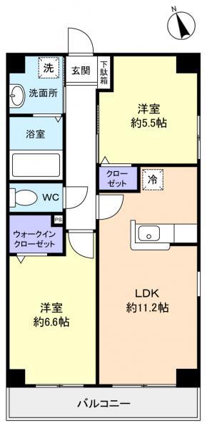 グレースVII(2LDK/4階)の間取り写真