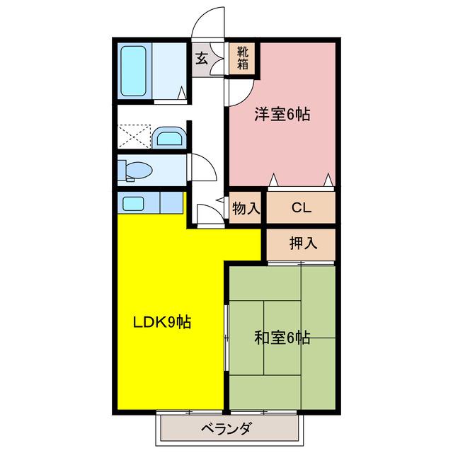 ベルウィング(2LDK/2階)の間取り写真
