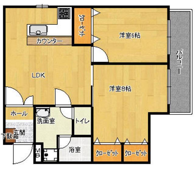キャッスル泉屋I(2LDK/2階)の間取り写真