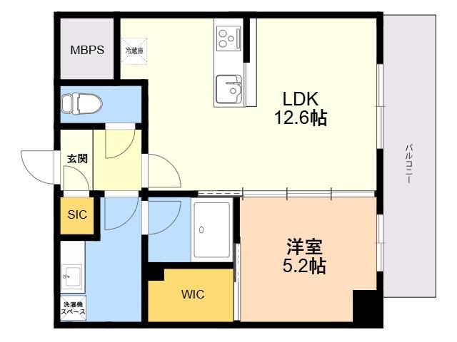 CREST西新(1LDK/12階)の間取り写真