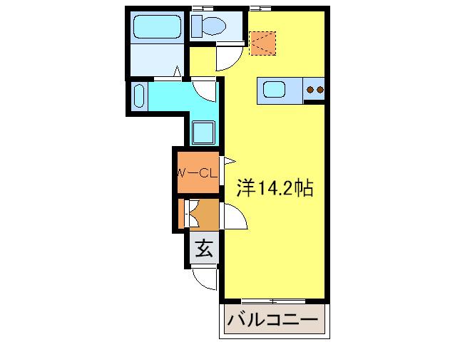 アルカンシェル(ワンルーム/1階)の間取り写真