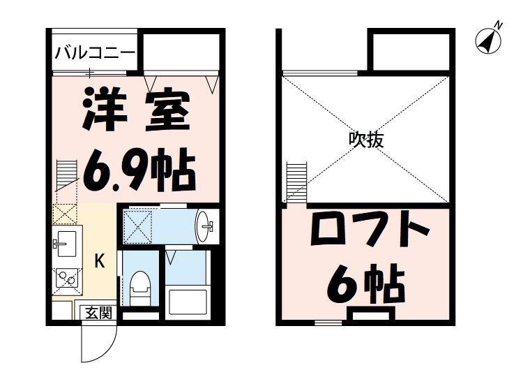 THE TERRACEⅡ(ワンルーム/2階)の間取り写真