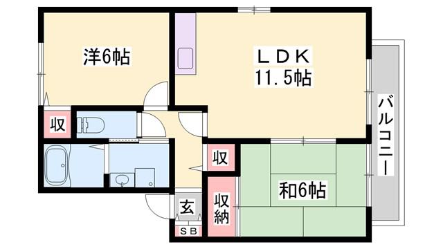 第3山下ハイツ(2LDK/2階)の間取り写真