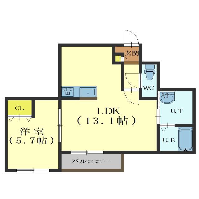 ソレミア(1LDK/1階)の間取り写真