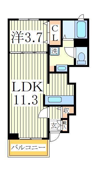 グランディール モリ(1LDK/1階)の間取り写真