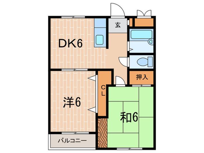 セオ・コート高丸(2DK/4階)の間取り写真