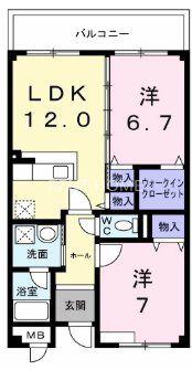 ポラリスA棟(2LDK/2階)の間取り写真