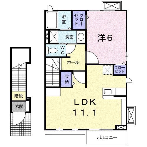 サニ-・カーサー二番館B(1LDK/2階)の間取り写真