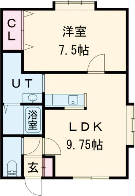 ツインかたばみ(1DK/2階)の間取り写真