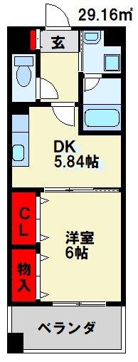 フォレストビュー(1DK/2階)の間取り写真
