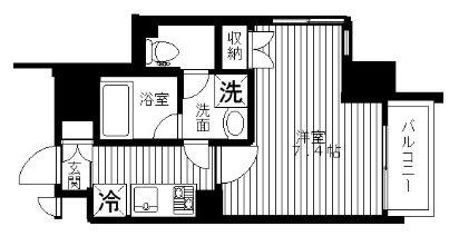 セリーズ門前仲町(1K/8階)の間取り写真