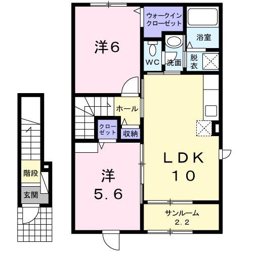 ノース・カムリー(2LDK/2階)の間取り写真