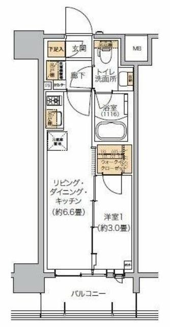 リビオメゾン芝浦(1DK/5階)の間取り写真