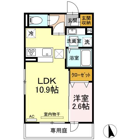 LUNGO LA FERROVIA.307(1LDK/1階)の間取り写真
