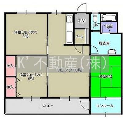 グランドハイツ新明E棟(3LDK/4階)の間取り写真