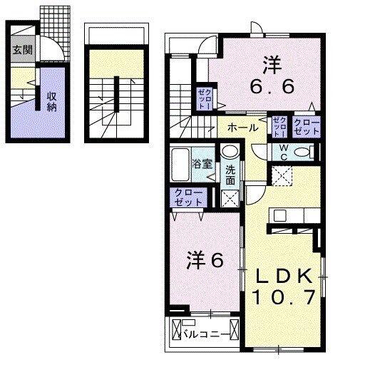 イル チェーロ(2LDK/3階)の間取り写真