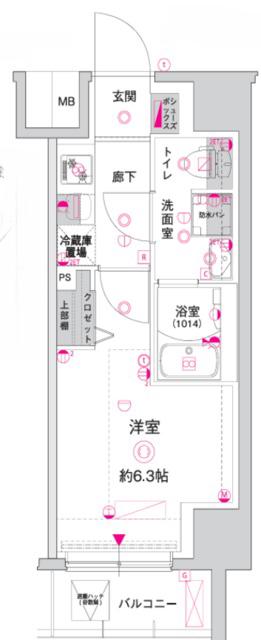 CREST TAPP川崎港町(1K/3階)の間取り写真