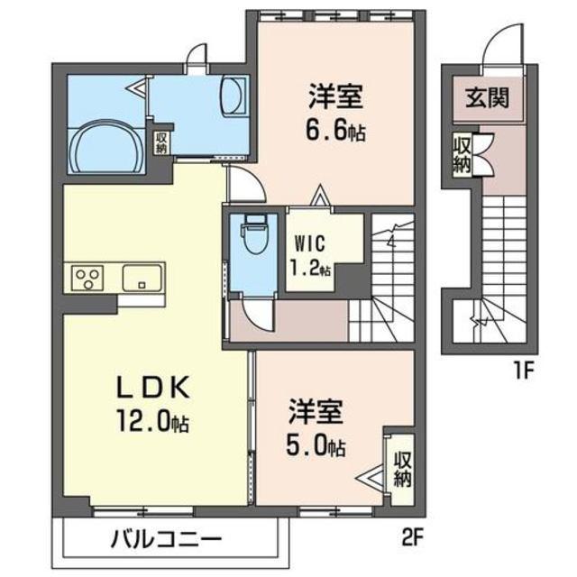 SHAMAISON トミーガーデンE(2LDK/2階)の間取り写真