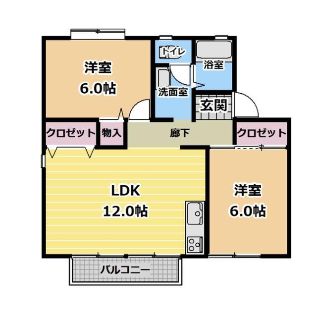 コア・エミナースI(2LDK/1階)の間取り写真