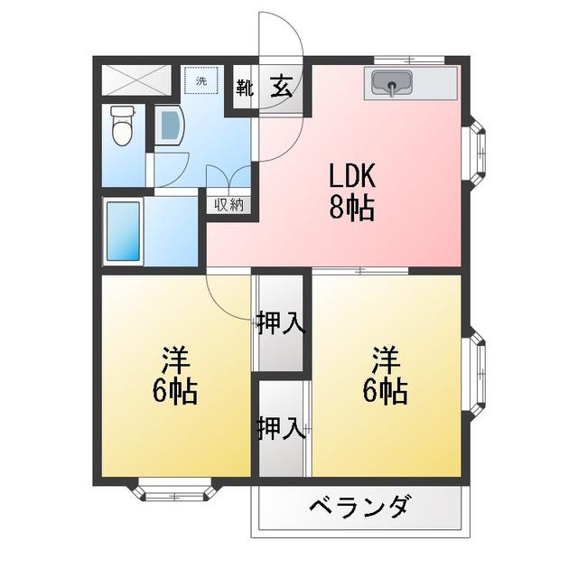 ジョイフルMT(2DK/3階)の間取り写真