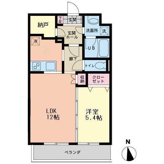 クレイン(1LDK/1階)の間取り写真