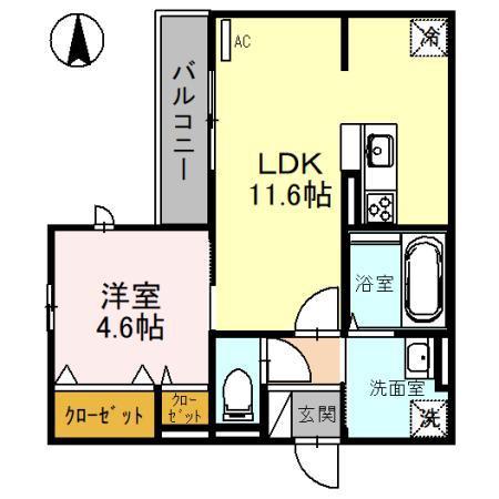 GARANCE新森(1LDK/2階)の間取り写真