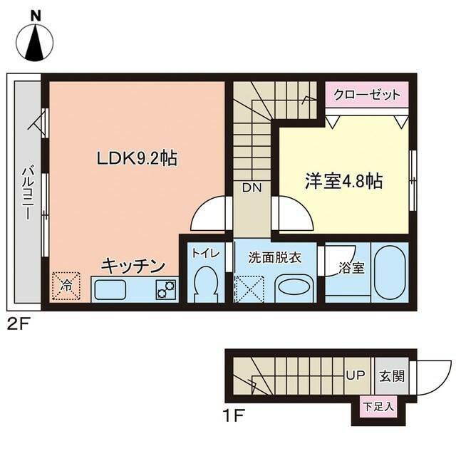 PREMORY名取駅前(1LDK/2階)の間取り写真