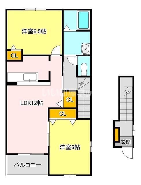 エアリー・ミニヨンC(2LDK/2階)の間取り写真