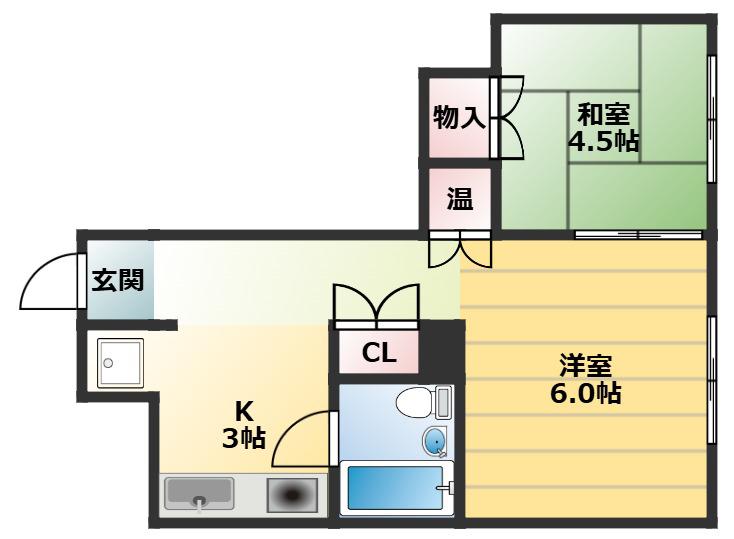 アパルトロアー(2K/6階)の間取り写真