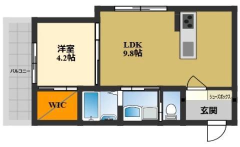 北花田アパート(1LDK/1階)の間取り写真