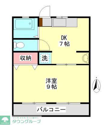 ハイム篠(1DK/3階)の間取り写真