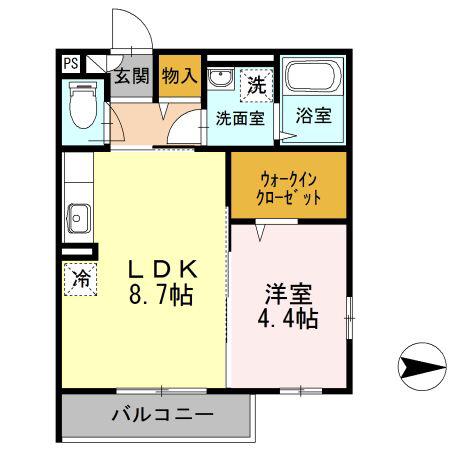 JR南武線 稲田堤駅 徒歩5分 2階建 築12年(1LDK/2階)の間取り写真